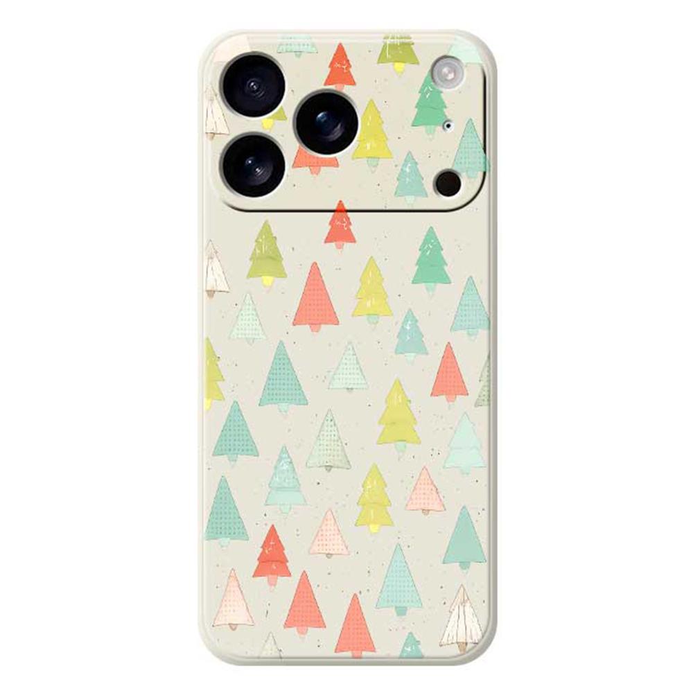 For iPhone 17 Pro Case Colorful Trees Pattern Printing Straight Edge TPU Phone Back Cover