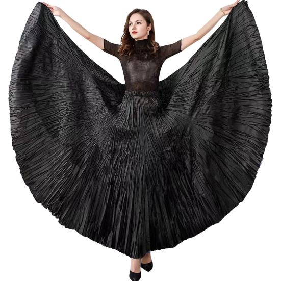 Women Maxi Skirt Elastic High Waist Super Large Pendulum Design Long Skirt Pleated Dance Skirt Party Wear