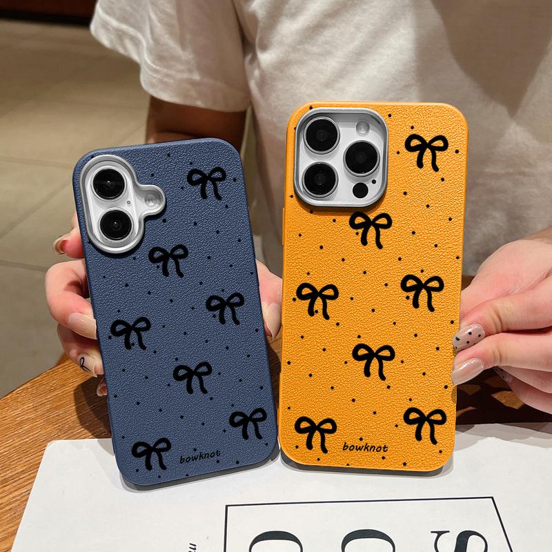 Чехол для телефона с текстурой кожи и бантом для iPhone 16 Pro 15 14 Plus 13 12 Pro Max 11, противоударный, мягкий, из ТПУ, тонкий, матовый чехол
