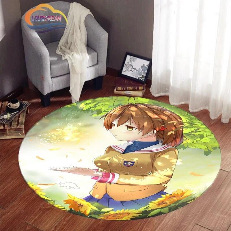 Анимированный ковер CLANNAD Круглый ковер сексуальная мультсериальная серия Игра родитель-ребенок Нескользящий для питомцев в гостиной