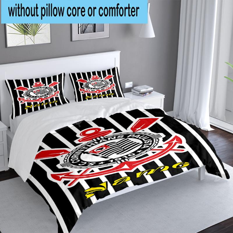 3PCS Custom Name Corinthians Team Crest Bedding Set, Including 1pc Duvet Cover And 2pcs Pillowcases, Suitable for dorms and bedrooms Gift