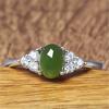 Classic Open Temperament Set with Zirconium Green Chalcedony Ring Crystal Clear Plain Emerald and Jasper Ring Gem Ring