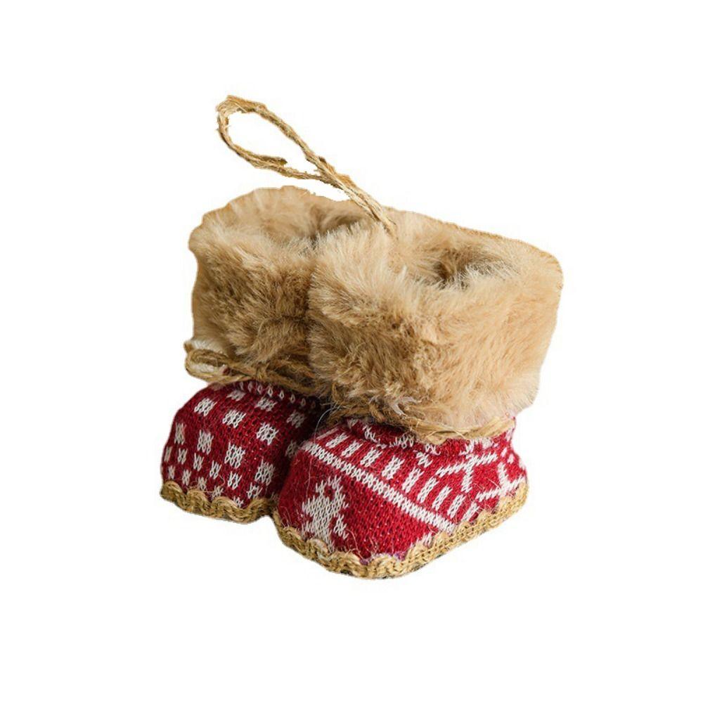 Plush/Cloth Christmas Boots Pendant Decorative Plush Christmas Tree Pendant Festival Party