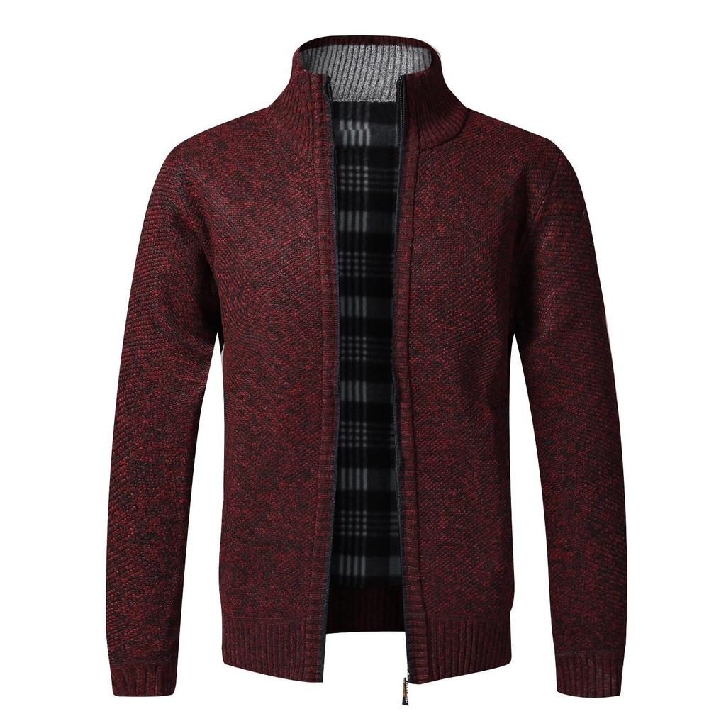 Autumn Winter Causal New Men's Jacket Slim Fit Stand Collar Zipper Jacket Men Solid Cotton Thick Warm  Sweater
