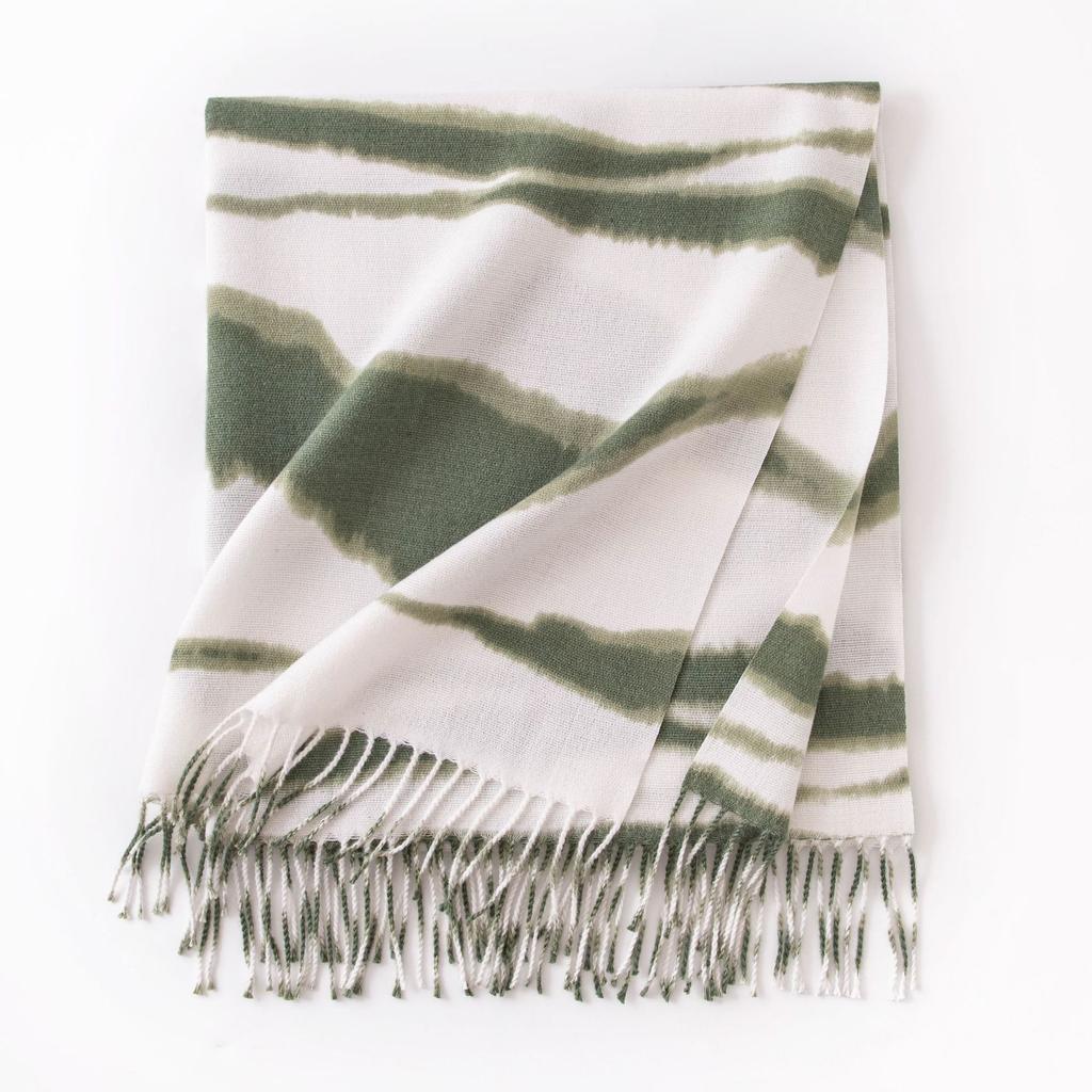 New Soft and Warm Imitation Cashmere Zebra Striped Fringed Scarf High End Women's Scarf Shawl