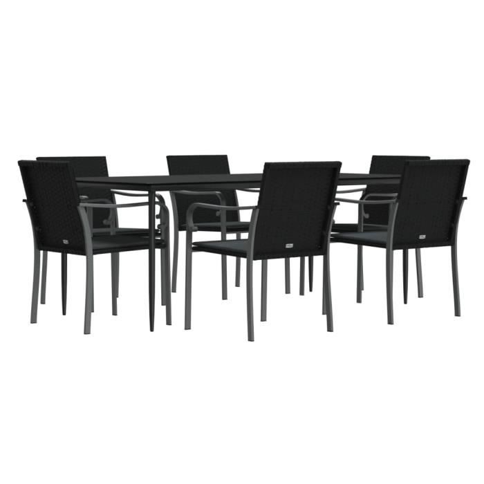 VidaXL Garden Dining Set 7 Pcs Cushions Wicker Steel 3186951