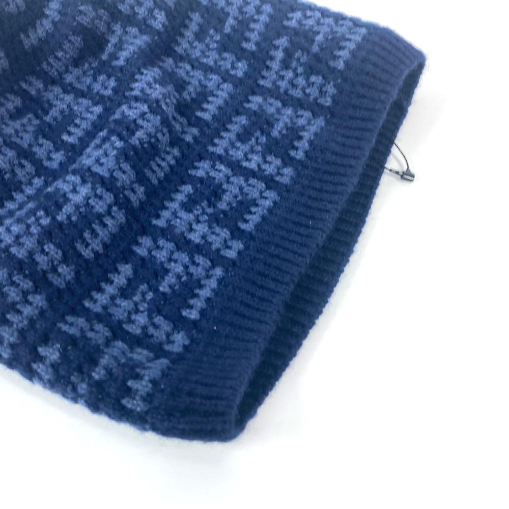 FENDI FXQ798 beanie hat knit hat knit cap Zucca logo  Knit hat Cashmere Navy