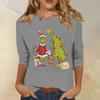3/4 Sleeve Tops For Women T-Shirt Casual Christmas Print Tops T Shirt Round Neck Pullover Blouse
