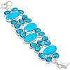 Arizona Turquoise, Topaz Gemstone 925 Sterling Silver Bracelet 7-8"