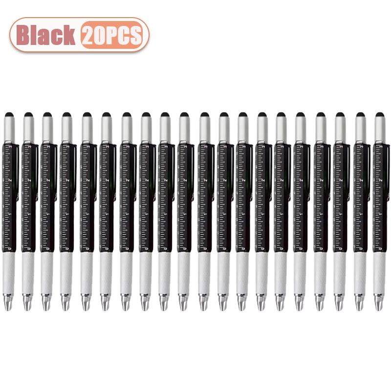 6-в-1 Многоуровневая Ручка Стилус Мультитул Ручка с Сенсорным Экраном Штангенциркуль Уровень и Отвертка Офисный Инструмент Креативная Канцелярия