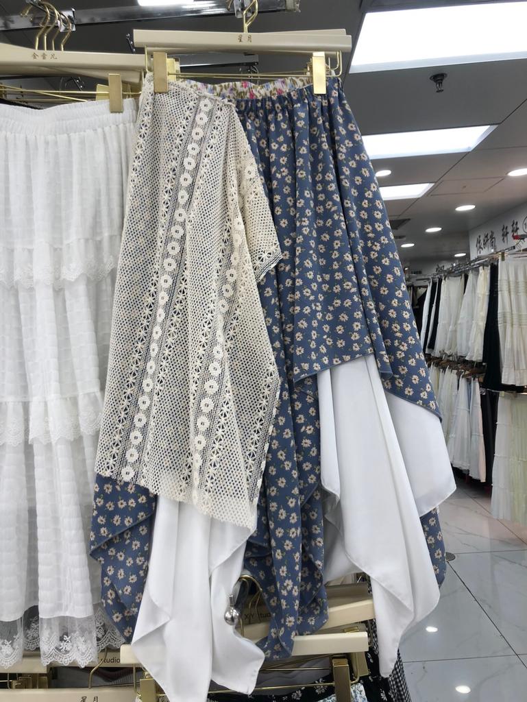 Юбка в цветочек в стиле Мори, многослойная кружевная юбка нерегулярной формы, милая юбка-зонтик в форме буквы А