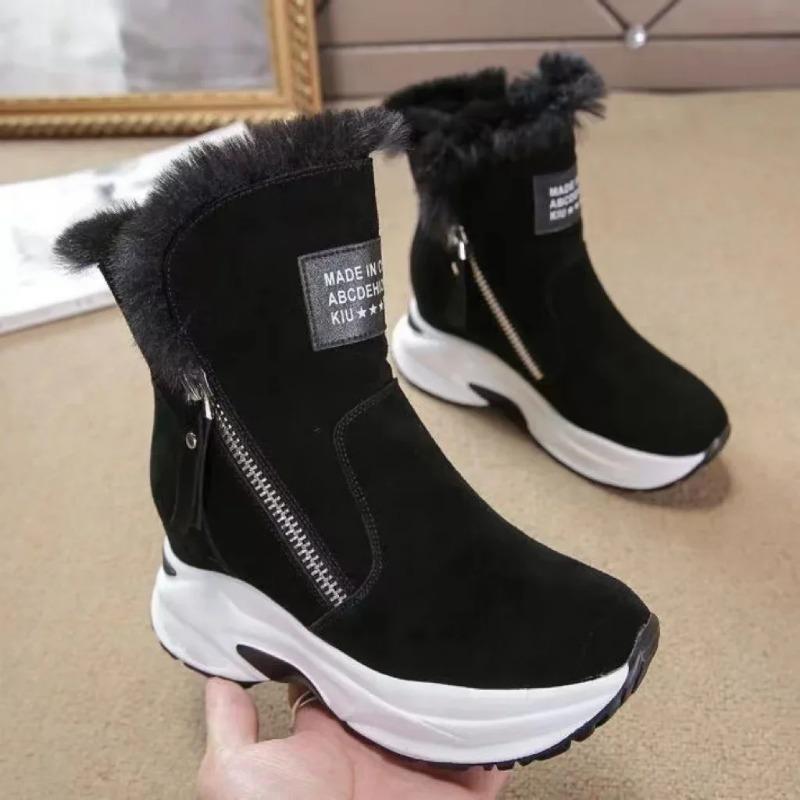 Platform Short Plush Women Snow Boots Fashion Short Botas Ladies Elegant Wedges Heel Shoes Winter Keep Warm Women's Footwear