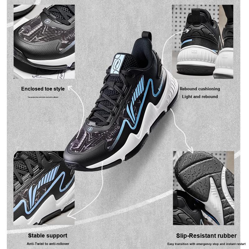Li-Ning Баскетбольные кроссовки Cloud Non-Slip Anti-Kick Shock Absorbing, износостойкие, дышащие, с поддержкой баланса, низкие, детские, YKBU050-7
