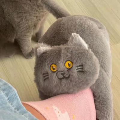 Милые тапочки-обнимашки для кошек, унисекс, зимняя домашняя обувь, кавайные пушистые тапочки для девочек, белые пушистые мюли, забавный подарок на день рождения