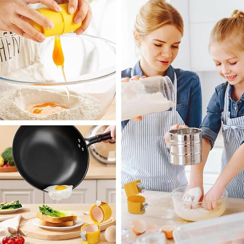 Momcbebe 3-Piece Stainless Steel Egg Shell Opener Quick Separation of Raw and Cooked Eggs Suitable for Home Kitchen 7.2 x 6.5 cm Yellow/Orange/Pink