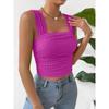 Женский укороченный топ без рукавов с открытым пупком, квадратным воротником и жилетом на бретелях