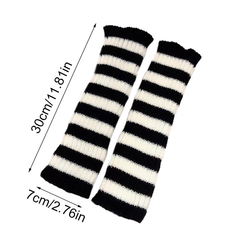 1 пара длинных цветных вязаных нарукавников, вязаные теплые перчатки, полосатые вязаные перчатки, накладные рукава, полосатые варежки на локти