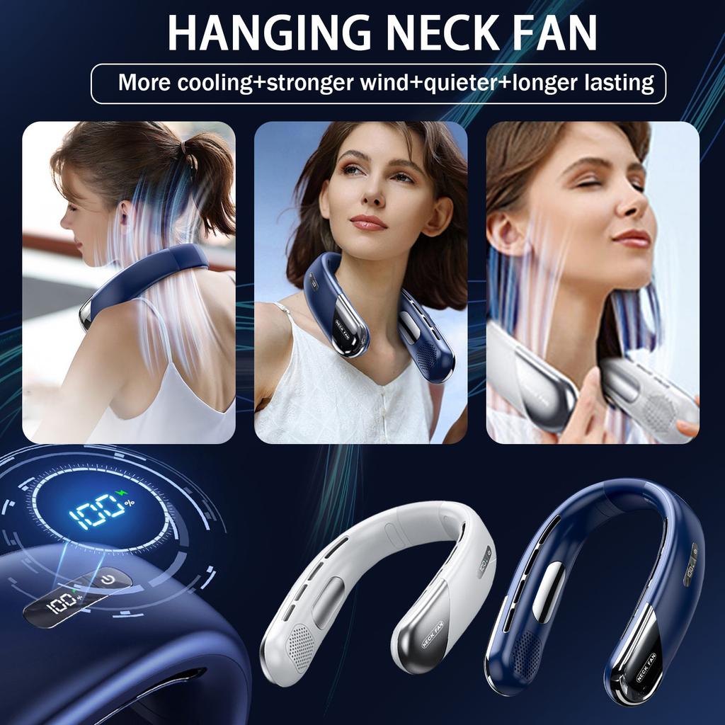 Cold Portable Rechargeable Personal Wearable, 3 Wind Speed, Neck Support, USB Bladeless Lightweight Fan For Hot Flashes, Trav