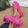 Fashion Chunky Platform Hot Pink Sandals Women Summer 2025 Thick Bottom Wedges Slides Woman Letter Printing Non Slip Beach Slippers Eva
