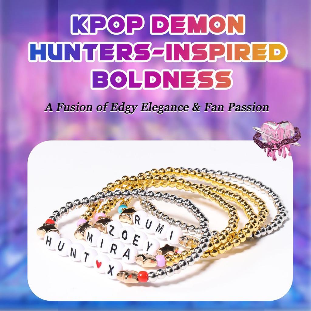 Glass Beaded Crystal Bracelet Set for Girls - K-pop Inspired Stackable Jewelry Gift