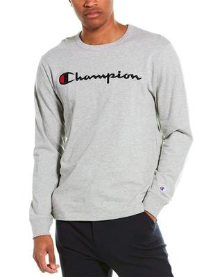 Champion Heritage Футболка мужская с длинным рукавом, из плотного хлопка, серого цвета оксфорд, маленькая, с логотипом, - 549465,