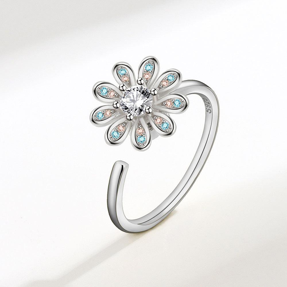 SMJEL Спиннер для женщин, кольцо с несколькими кристаллами, цветочным глазом, бабочкой, животным, вращающееся антистрессовое свадебное украшение