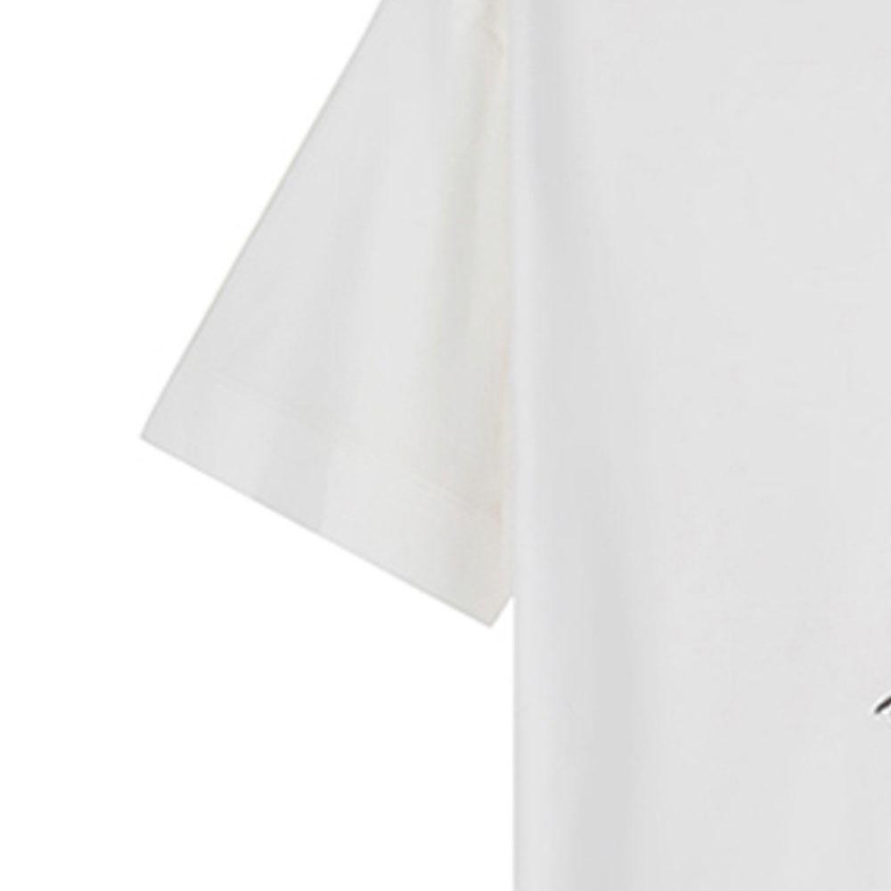 Emporio Armani Мужская футболка с вышивкой персонажа SS23, свободный крой, круглый вырез, короткий рукав, Белая 3R1TT9-1JUVZ-0101