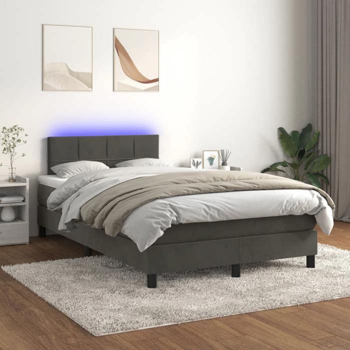 Maison Exclusive - Sommier à lattes de lit avec matelas LED Gris foncé 120x200 cm