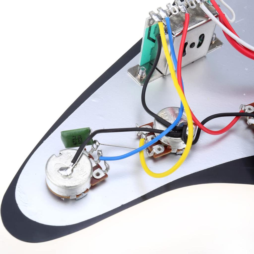 Musiclily 11 Hole HSS Prewired Pickguard Assembly with Single Coil Humbucker Pickup for Fender Stratocaster Squier Black USA/Mexico Guitar, 3-Ply