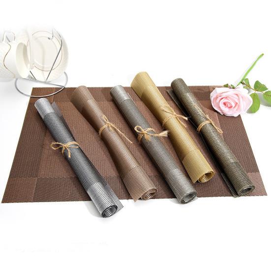 Woven Vinyl Placemat Heat-Resistant PVC Placemat Non-Slip Washable Table Mat Protects Table from Burns Stains Dining Mats for Home Restaurant Bar