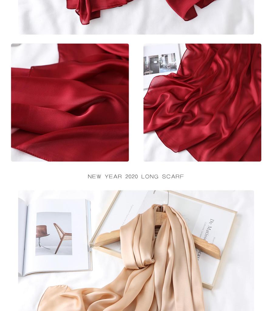 Women's Extra Long Monochrome Silk Scarf - Perfect Sunshade Shawl for Spring, Summer, and Autumn Travel