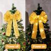 Xmas Tree LED Light Bow Ribbon Christmas Decorations For Home Tree Topper Hanging Ornament 2025 New Year Party DIY Gifts Craft