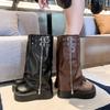 Брюки-сапоги женские 2025 новые летние на толстой подошве с увеличением, но ботфорты милые крутые горячая девочка высокие рыцарские сапоги