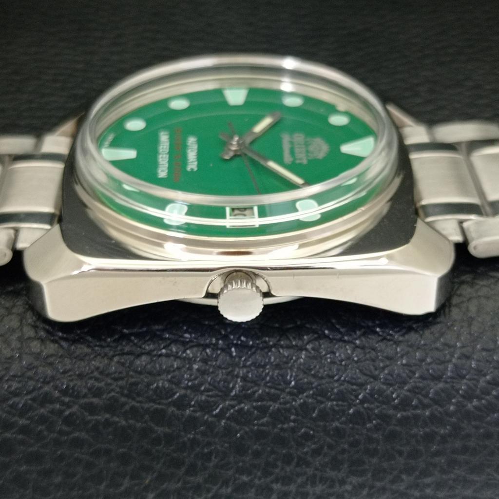 USED VINTAGE ORIENT AUTOMATIC 46941 JAPAN MENS GREEN COLOR DIAL WATCH A702206-5 R123-a702206