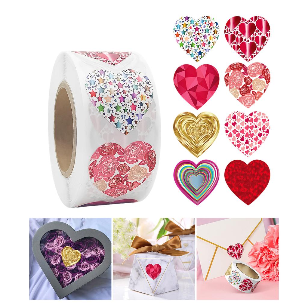1 Roll Valentine Love Heart Sticker Scrapbooking Adhesive Sparkling Sticker For Gift And Letters Wrapping and Crafting