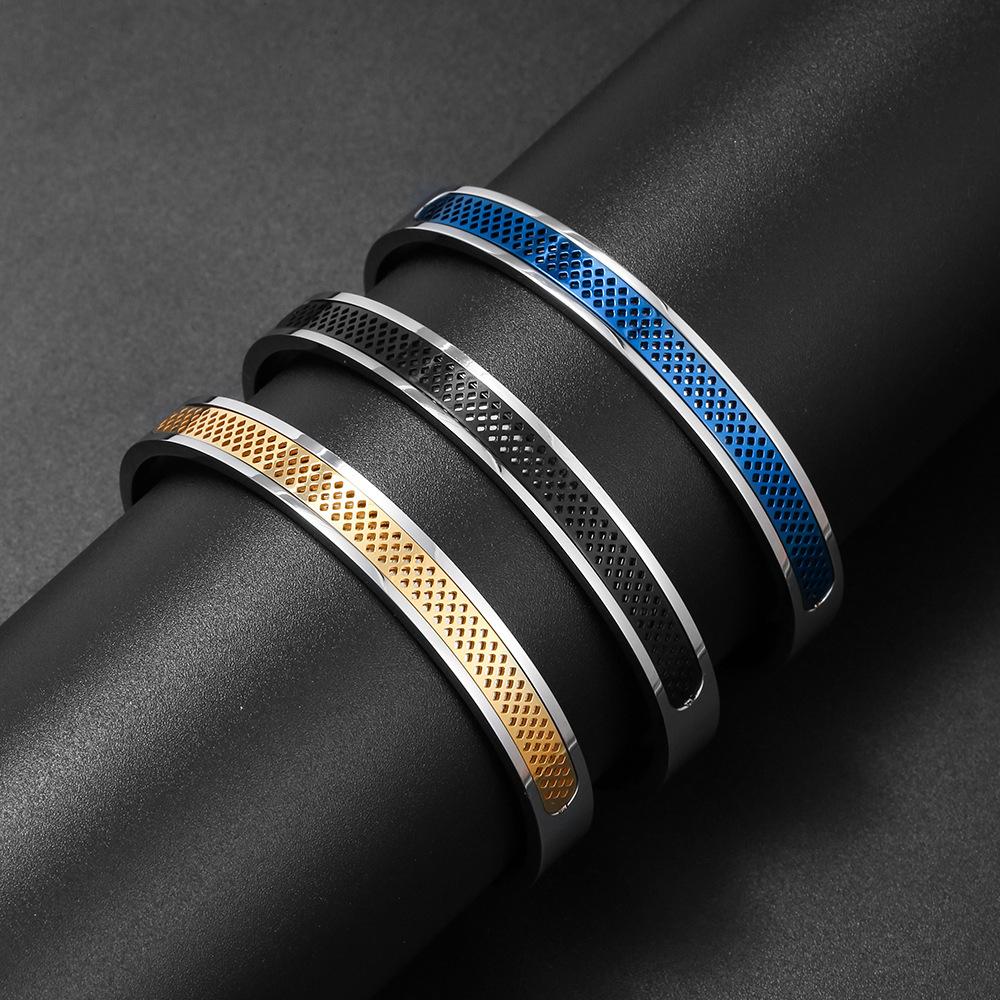 Открытый браслет из нержавеющей стали в стиле панк из сетки для мужчин, браслет из нержавеющей стали в стиле ретро, ​​браслет