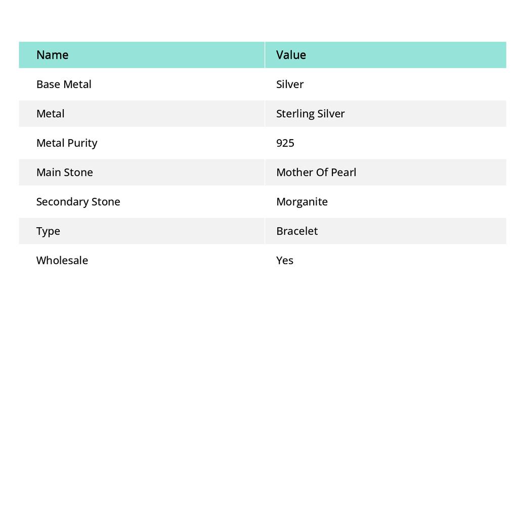 Mother Of Pearl, Morganite Gemstone 925 Sterling Silver Bracelet 7-8" v6Q19