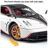 1:24 Huayra Senna Toy Car Spray Supercar Models Metal Diecast Doors Opened Front Wheel Steering Shock Absorption for Kids Gifts