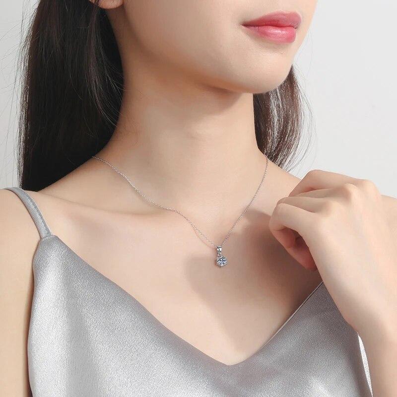 D Color 5 Carat Real Moissanite Necklace Pendant For Women 18K White Gold 925 Sterling Silver Wedding Bridal Diamond Fine Jewelry