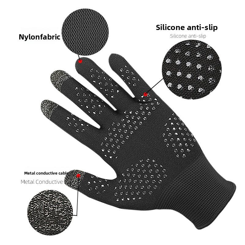 Весенне-осенние тонкие уличные спортивные перчатки для езды с силиконовой нескользящей ладонью, с тремя пальцами для сенсорного экрана, из дышащего нейлона