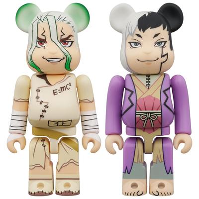 Medicom Toy BERBRICK Bearbrick Аниме "Доктор. "Камень" Сенку Исигами и Ген Асагири, Набор из 2 предметов, Каждый высотой около 70 мм, Немасштабный, Окрашенный, Полный