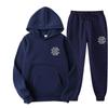 Unisex Casual Hooded Fleece-Lined Sweatshirt Pants Set Sporty Solid Color Outfit Fall