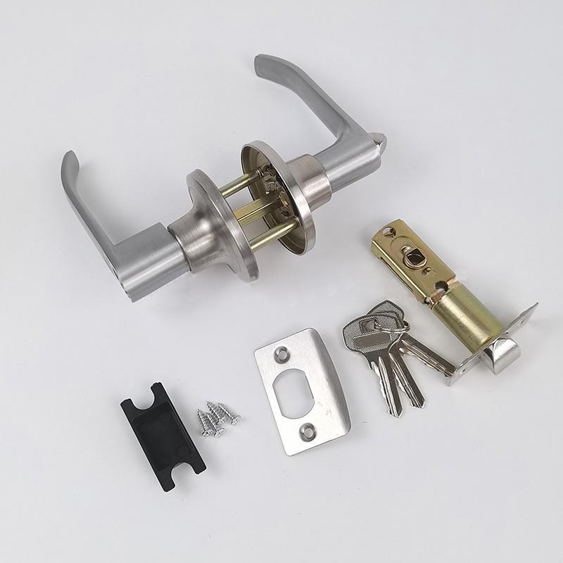 Door Handle Lock Aluminium Alloy Safety Bar Lock Kit with Core Latch Keys for Bathroom Household