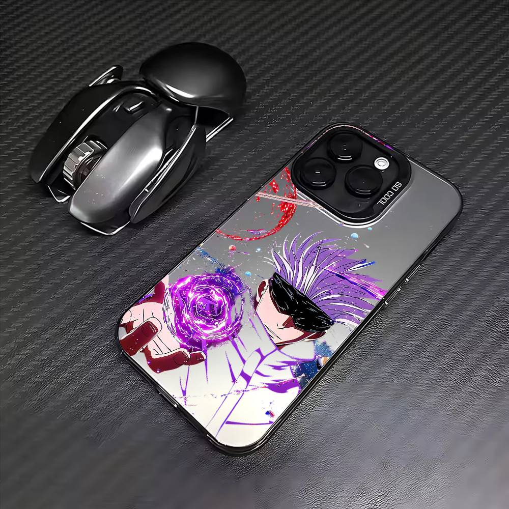 Jujutsu Kaisen Годжо Сатору Чехол для телефона для iPhone 17, 16, 15, 14, 13, 12, 11 Plus, Pro Max Цветной Посеребренный Внутренний чехол