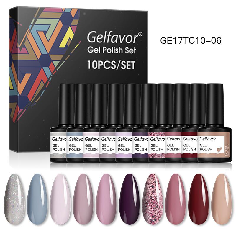 Gelfavor 6/10 шт., 8 мл, набор гель-лаков для ногтей, замачиваемый УФ-гель-лак, яркий для дизайна ногтей, светодиодная/УФ-лампа