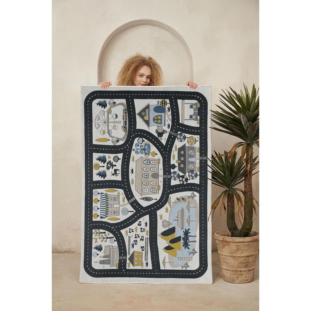 Декоративный нескользящий базовый парк развлечений, детский ковер с рисунком дороги и моря, специальный дизайн, тонкий, моющийся ковер