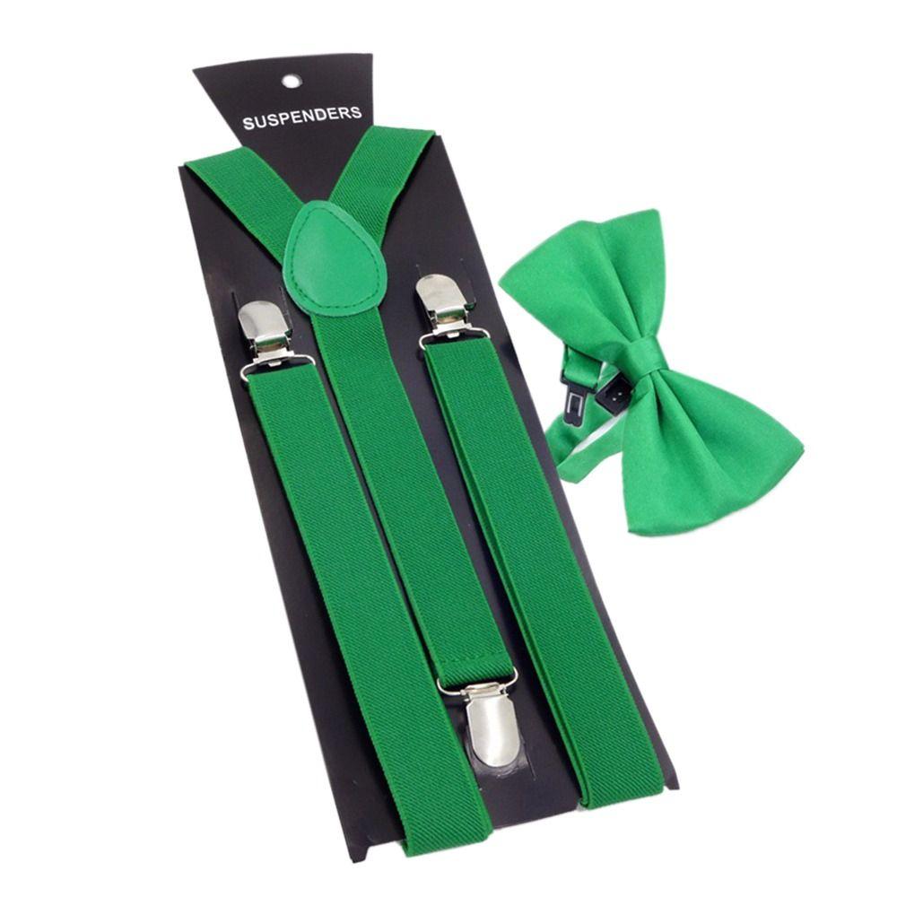 Эластичные мужские и женские однотонные подтяжки унисекс регулируемые ремни галстуки-бабочки комплект