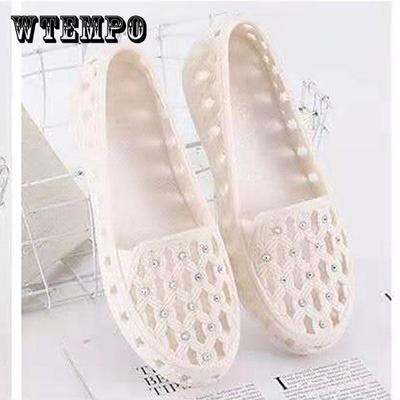 Летние женские сандалии Baotou, обувь с дырочками, повседневная нескользящая обувь для медсестер на плоской подошве, пляжная обувь для мам на полой подошве