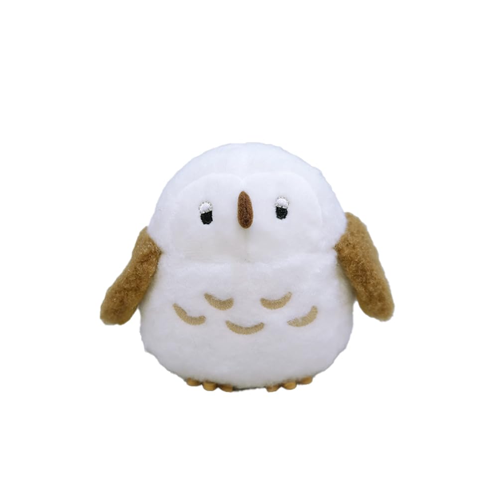 SunLemon Powabiyori Owl WH Small Plush Toy, 10x10x9cm, Fluffy Animal, Cute Bird, Soothing, Wool-Like Fabric, P-1613