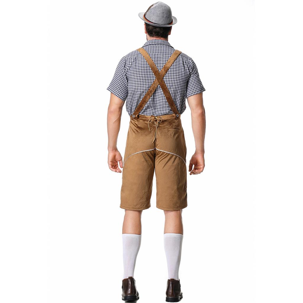 Пивной костюм комбинезон комплект немецкий пивной костюм костюм для вечеринки, клетчатая рубашка костюм для сценического выступления